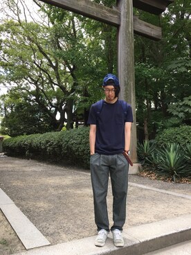 「YMC（ワイエムシー）のアイテム（トップス）」を使った、ヒラヤマ(Team Double)さん（メンズ・173cm）の夏コーディネート