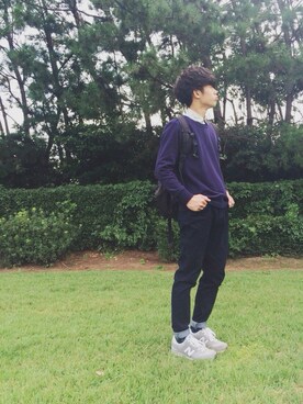 「NEW BALANCE（ニューバランス）のニューバランス ビンテージシリーズ new balance ML574（スニーカー、グレー系）」を使った、RYOさん（メンズ・175cm）の秋コーディネート