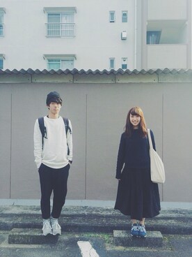 「NEW BALANCE（ニューバランス）のニューバランス ビンテージシリーズ new balance ML574（スニーカー、グレー系）」を使った、RYOさん（メンズ・175cm）の秋コーディネート