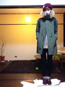 「タッセルローファー」｜「アイテム（モッズコート）」を使った、Dyeさん（メンズ・175cm）の冬コーディネート