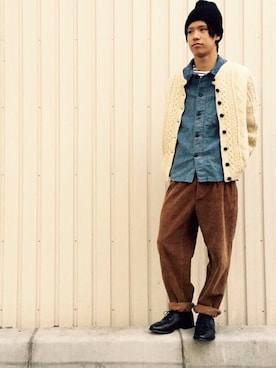 「USA」｜「アイテム（カバーオール）」を使った、PublicOBIHIROさん（メンズ・180cm）の秋コーディネート