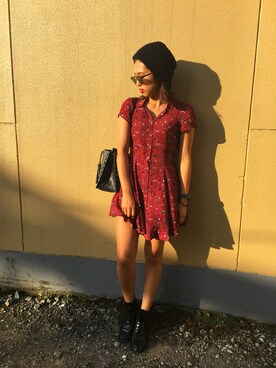 「柄物」｜「アイテム（帽子）」を使った、tana__asuさん（レディース・160cm）の夏コーディネート