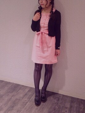 「黒×ピンク」｜「アイテム（ワンピース/ドレス）」を使った、naoさん（レディース・158cm）の冬コーディネート