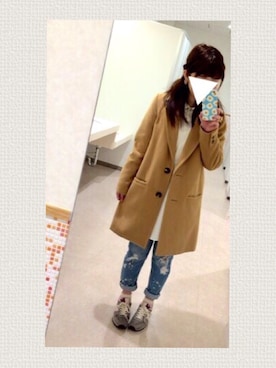 「used mix」｜「アイテム（チェスターコート）」を使った、amechan .さん（レディース・154cm）の秋コーディネート