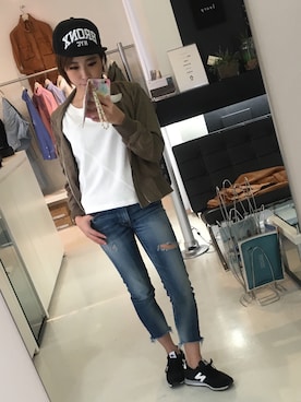 「goa（ゴア）のアイテム（ブルゾン）」を使った、shiorinさん（レディース・158cm）の春コーディネート