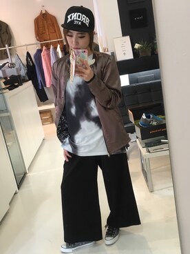 「CASPER JOHN AIVER（キャスパージョンアイバー）のアイテム（ノーカラージャケット）」を使った、shiorinさん（レディース・158cm）の春コーディネート