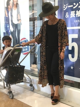 「ダークフラワープリントワンピース」｜shiorinさん（レディース・158cm）の秋コーディネート