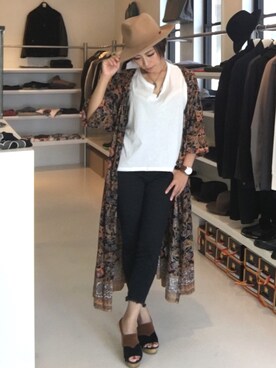 「ダークフラワープリントワンピース」｜shiorinさん（レディース・158cm）の秋コーディネート