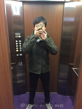 「green label relaxing（グリーンレーベルリラクシング）のアイテム（モッズコート）」を使った、たくみんさん（メンズ・176cm）の冬コーディネート