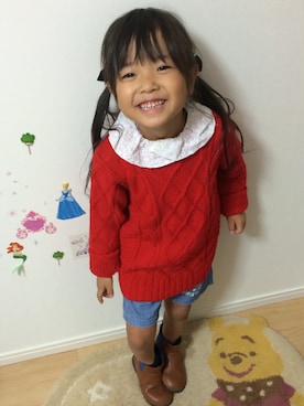 「F.O.KIDS（エフオーキッズ）のアイテム（タンクトップ）」を使った、ゆあ。さん（キッズ・100cm）の秋コーディネート