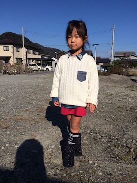 「おでかけ」｜「アイテム（その他アウター）」を使った、ゆあ。さん（キッズ・100cm）の秋コーディネート