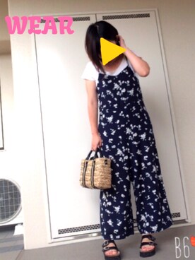 「ショッピング」｜「アイテム（サロペット/オーバーオール）」を使った、ゆあ。さん（レディース・158cm）の夏コーディネート