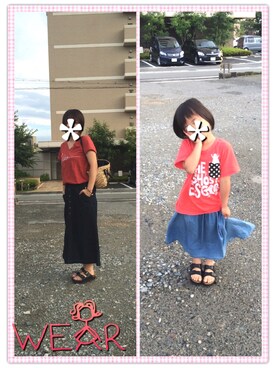 「niko and...（ニコアンド）のオリジナル ミニラインテープカゴバッグ【niko and...】（かごバッグ）」を使った、ゆあ。さん（レディース・158cm）の夏コーディネート