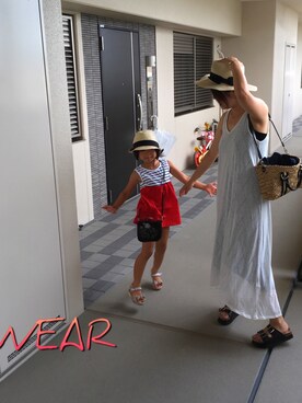 「niko and...（ニコアンド）のオリジナル ミニラインテープカゴバッグ【niko and...】（かごバッグ）」を使った、ゆあ。さん（レディース・158cm）の夏コーディネート