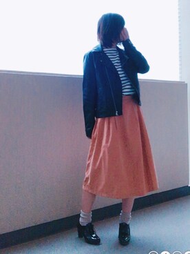 「CIAOPANIC TYPY（チャオパニックティピー）のアイテム（ライダースジャケット）」を使った、ゆあ。さん（レディース・158cm）の冬コーディネート