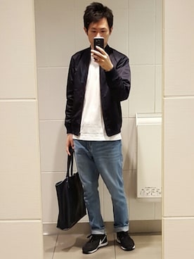 「JOURNAL STANDARD relume（ジャーナルスタンダード　レリューム）のアイテム（MA-1）」を使った、はなまるさん（メンズ・172cm）の秋コーディネート
