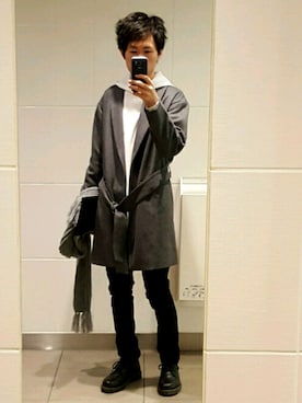 「tk.TAKEO KIKUCHI」｜「アイテム（トレンチコート）」を使った、はなまるさん（メンズ・172cm）の冬コーディネート
