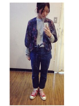 「allstar」｜「アイテム（デニムパンツ）」を使った、ツメ。さん（レディース・153cm）の春コーディネート