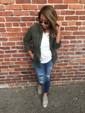 「Mossimo（モッシモ）のアイテム（パンツ）」を使った、Joyceさん（レディース・157cm）の秋コーディネート