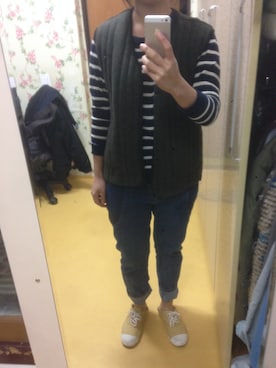 「MUJI Labo（ムジラボ）のアイテム（スニーカー、イエロー系）」を使った、minicooper_Bさん（レディース・160cm）の春コーディネート