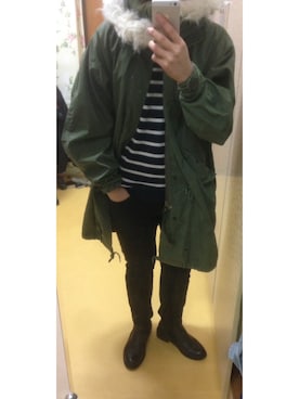 「Alpha Industries（アルファインダストリーズ）のアイテム（ポンチョ）」を使った、minicooper_Bさん（レディース・160cm）の春コーディネート