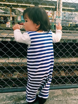 「marimekko（マリメッコ）のアイテム（サロペット/オーバーオール）」を使った、ami_nさん（キッズ・70cm）の春コーディネート