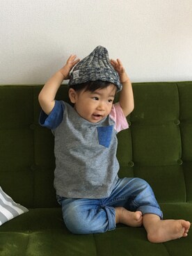 「こども ビームス（コドモビームス）のアイテム（Tシャツ/カットソー、その他）」を使った、ami_nさん（キッズ・70cm）の春コーディネート