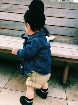 「babyGAP（babyGAP）のアイテム（シャツ/ブラウス、ブルー系）」を使った、ami_nさん（キッズ・70cm）の春コーディネート