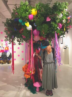 「mymotherのアイテム（ワンピース、ブラック系）」を使った、ノトさん（レディース・158cm）の春コーディネート