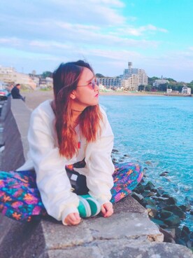 「sevens（セブンズ）のアイテム（ブルゾン、ホワイト系）」を使った、ノトさん（レディース・158cm）の春コーディネート