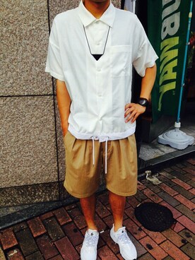 「Adam et Rope A・E・R（アダムエロペ）のアイテム（パンツ）」を使った、ちぇけらさん（メンズ・171cm）の夏コーディネート