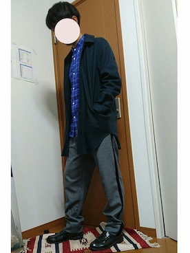 「neonsign」｜「アイテム（ステンカラーコート）」を使った、ちぇけらさん（メンズ・171cm）の冬コーディネート