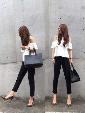 「ZARA（ザラ）のアイテム（その他トップス、ホワイト系）」を使った、Makiko vogueさん（レディース・165cm）の夏コーディネート