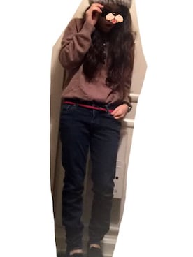 「UNIQLO（ユニクロ）のアイテム（デニムパンツ、ブルー系）」を使った、NORIKOさん（レディース・155cm）の秋コーディネート