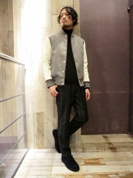「HARE（ハレ）のアイテム（スタジャン）」を使った、HARE STAFFさん（メンズ・174cm）の冬コーディネート