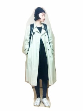 「ニット帽コーデ」｜「アイテム（トレンチコート）」を使った、Kanocoさん（レディース・170cm）の冬コーディネート