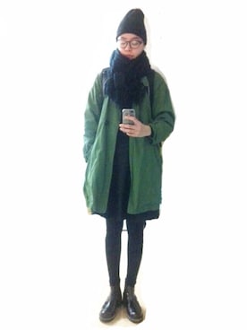 「ミリタリーアウター」｜「アイテム（帽子）」を使った、Kanocoさん（レディース・170cm）の冬コーディネート