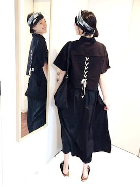 「うしろ姿」｜「アイテム（サンダル）」を使った、Kanocoさん（レディース・170cm）の夏コーディネート