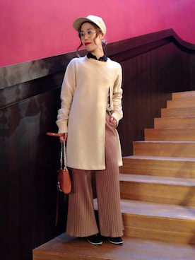 「スリットニット」｜yaa.hさん（レディース・156cm）の秋コーディネート