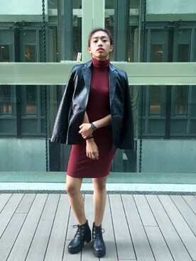 「STYLENANDA（スタイルナンダ）のアイテム（ブーツ、ブラック系）」を使った、ZEEさん（レディース・158cm）の春コーディネート
