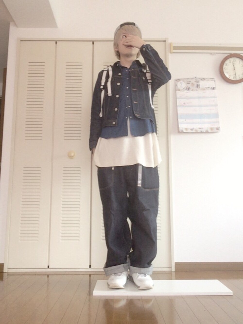「NEWERA、MARGIELA、used、Wrangler、yotsuba、reebok、bukht」｜「NEW ERAのアイテム（キャップ、グレー系）」を使った、△◯【WEARカラオケ・クレゲ部】さん（メンズ・173cm）の秋コーディネートの1枚目の写真