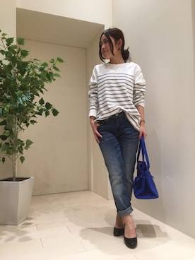 「J'studio（ジェイストゥディオ）のアイテム（パンツ）」を使った、J'STUDIO EDITスタッフさん（レディース・148cm）の春コーディネート