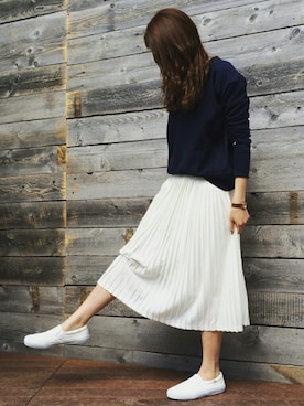 「ネイビー×ホワイト」｜J'STUDIO EDITスタッフさん（レディース・160cm）の春コーディネート