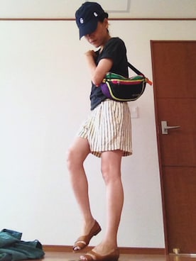 「パックT」｜「アイテム（帽子）」を使った、miyoさん（レディース・155cm）の夏コーディネート