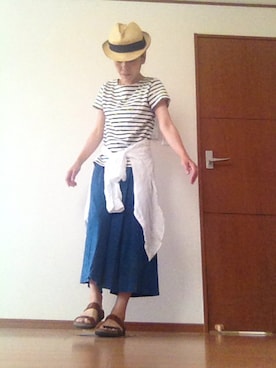 「プレミアムリネンシャツ」｜miyoさん（レディース・155cm）の夏コーディネート