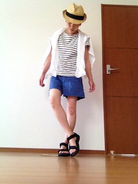 「プレミアムリネンシャツ」｜miyoさん（レディース・155cm）の夏コーディネート