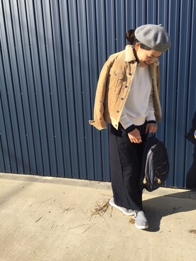 「Lee（リー）のアイテム（その他アウター）」を使った、miyoさん（レディース・155cm）の冬コーディネート