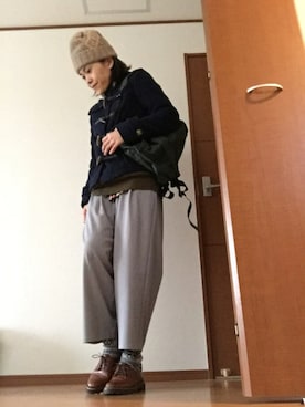 「ドレスシューズ」｜「アイテム（ダッフルコート）」を使った、miyoさん（レディース・155cm）の冬コーディネート