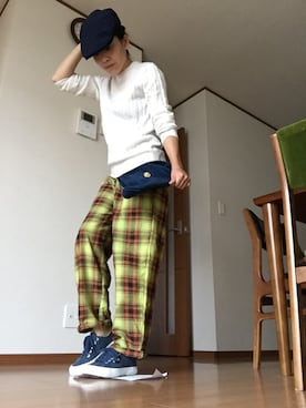 「スエードシューズ」｜「アイテム（ハンチング/ベレー帽）」を使った、miyoさん（レディース・155cm）の秋コーディネート