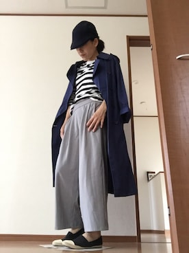 「ハンチング」｜「アイテム（トレンチコート）」を使った、miyoさん（レディース・155cm）の春コーディネート
